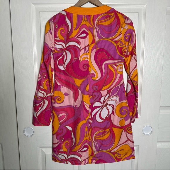 Banana Republic Trina Turk Purple Mod 60's Dress Size 0 Cotton Silk XSmall Lined - Picture 2 of 12